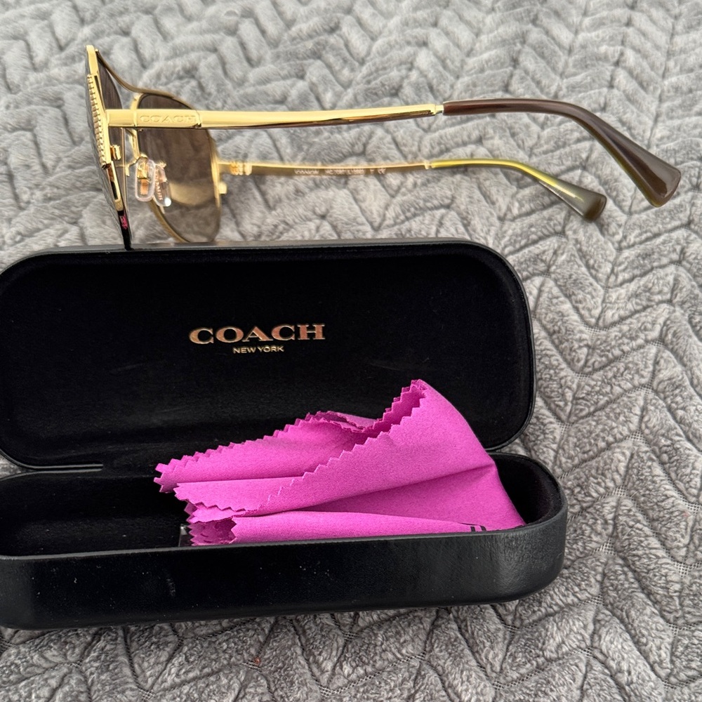 Coach Gold-Toned Aviator Sunglasses - Picture 2 of 3